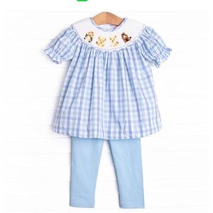 Lion king style gingham smocked set